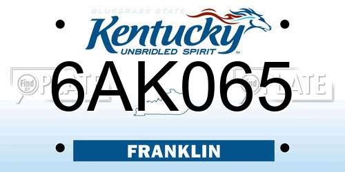 6AK065 Kentucky License Plate