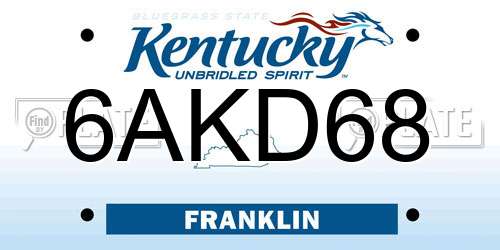 6AKD68 Kentucky License Plate