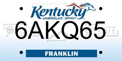 6AKQ65 Kentucky License Plate