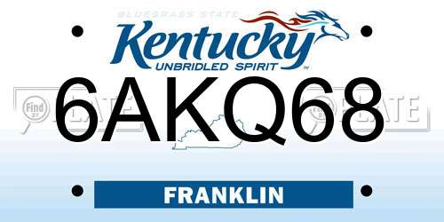 6AKQ68 Kentucky License Plate
