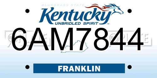 6AM7844 Kentucky License Plate