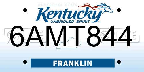 6AMT844 Kentucky License Plate