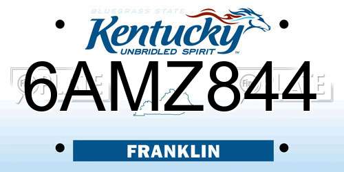 6AMZ844 Kentucky License Plate