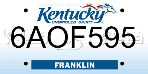 6AOF595 Kentucky License Plate