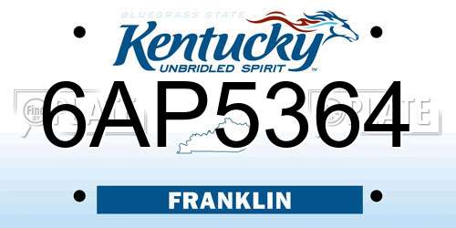 6AP5364 Kentucky License Plate