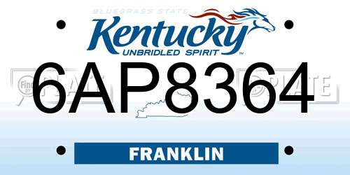 6AP8364 Kentucky License Plate