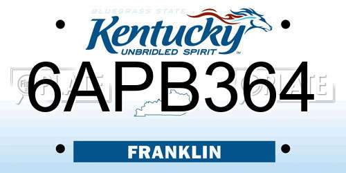 6APB364 Kentucky License Plate