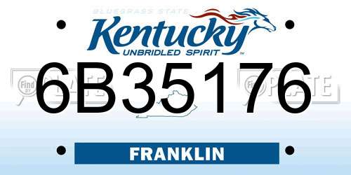6B35176 Kentucky License Plate