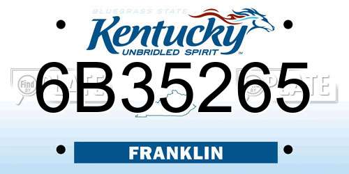 6B35265 Kentucky License Plate