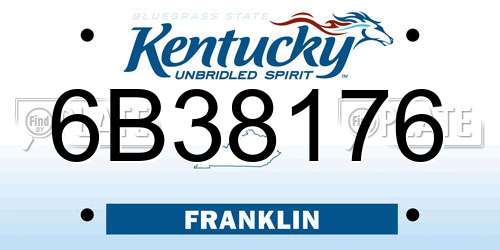 6B38176 Kentucky License Plate