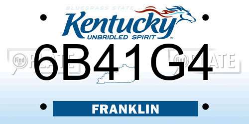 6B41G4 Kentucky License Plate