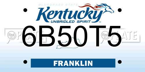 6B50T5 Kentucky License Plate