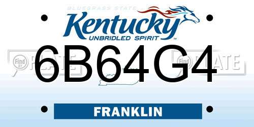 6B64G4 Kentucky License Plate