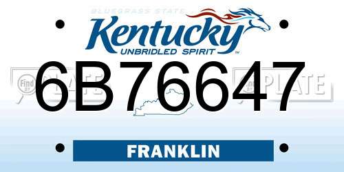 6B76647 Kentucky License Plate