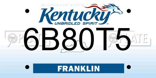 6B80T5 Kentucky License Plate