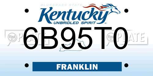 6B95T0 Kentucky License Plate