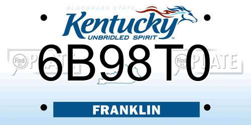 6B98T0 Kentucky License Plate