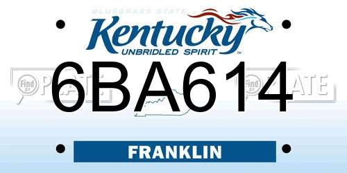 6BA614 Kentucky License Plate