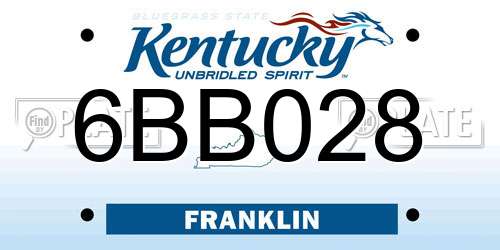 6BB028 Kentucky License Plate