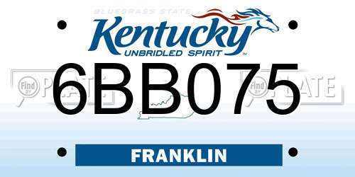 6BB075 Kentucky License Plate