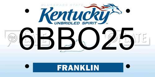 6BBO25 Kentucky License Plate