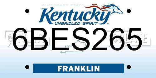 6BES265 Kentucky License Plate