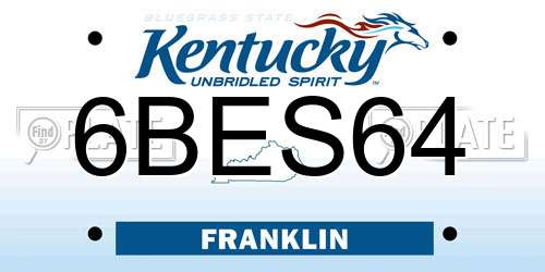 6BES64 Kentucky License Plate