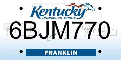 6BJM770 Kentucky License Plate