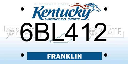 6BL412 Kentucky License Plate