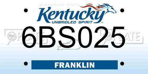 6BS025 Kentucky License Plate