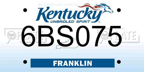 6BS075 Kentucky License Plate