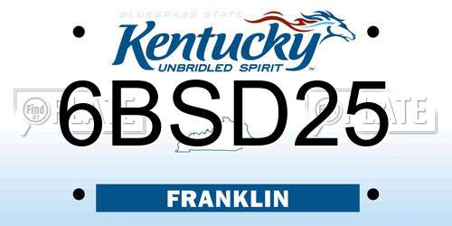 6BSD25 Kentucky License Plate
