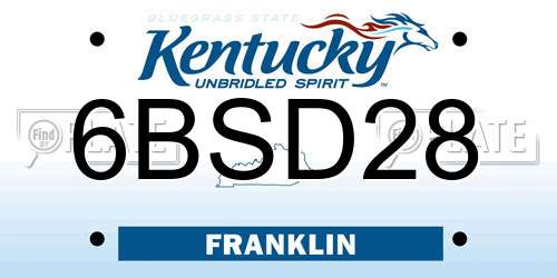 6BSD28 Kentucky License Plate