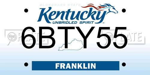 6BTY55 Kentucky License Plate