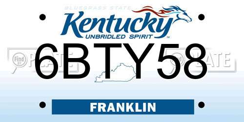 6BTY58 Kentucky License Plate