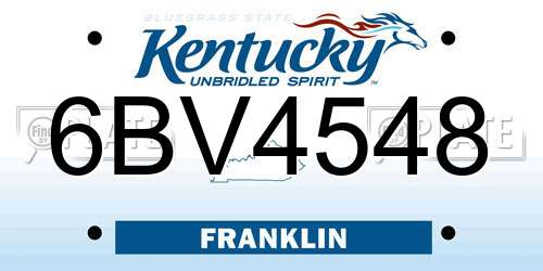 6BV4548 Kentucky License Plate