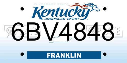 6BV4848 Kentucky License Plate