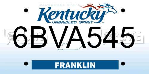 6BVA545 Kentucky License Plate