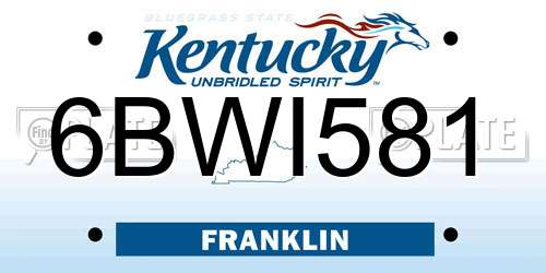 6BWI581 Kentucky License Plate