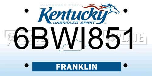 6BWI851 Kentucky License Plate