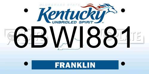 6BWI881 Kentucky License Plate