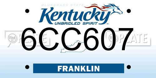 6CC607 Kentucky License Plate
