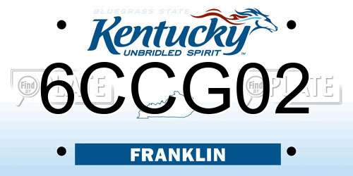 6CCG02 Kentucky License Plate