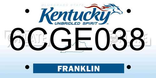 6CGE038 Kentucky License Plate