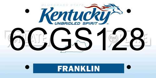 6CGS128 Kentucky License Plate