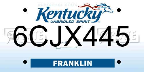 6CJX445 Kentucky License Plate