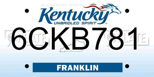 6CKB781 Kentucky License Plate