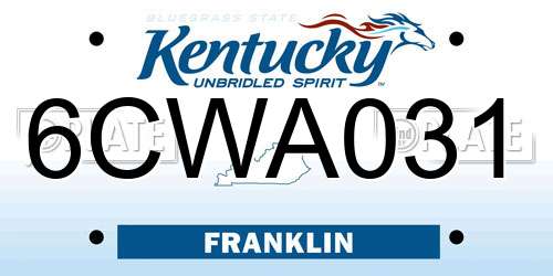 6CWA031 Kentucky License Plate