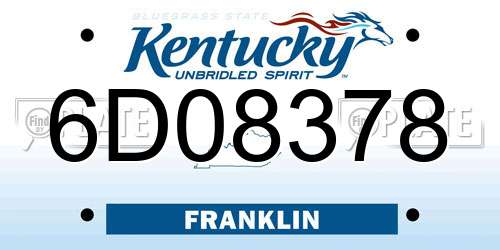 6D08378 Kentucky License Plate