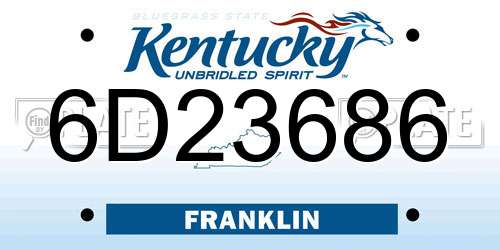 6D23686 Kentucky License Plate